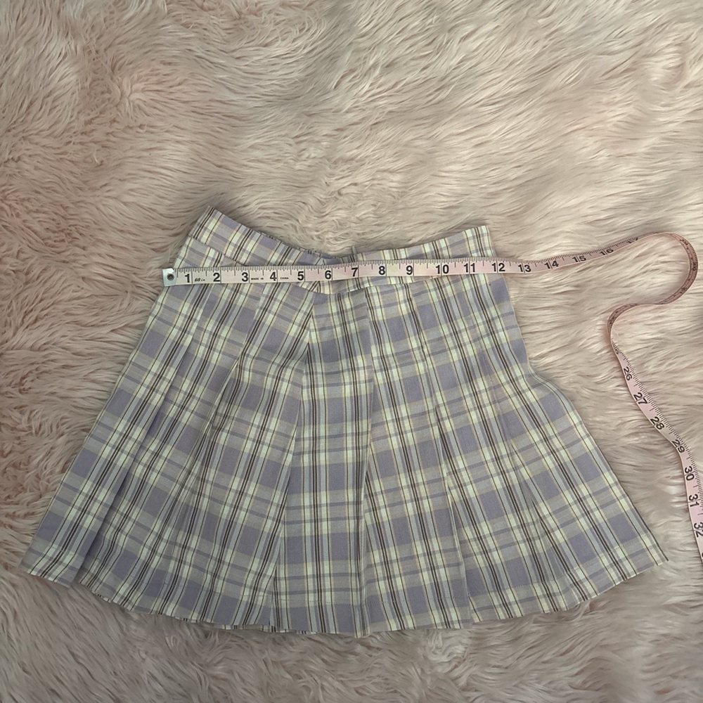 Full Tilt Lavender and Cream Plaid Pleated Skirt